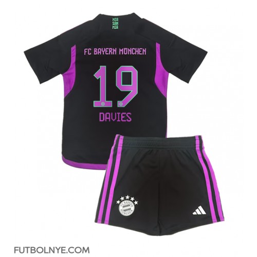 Camiseta Bayern Munich Alphonso Davies #19 Visitante Equipación para niños 2023-24 manga corta (+ pantalones cortos)